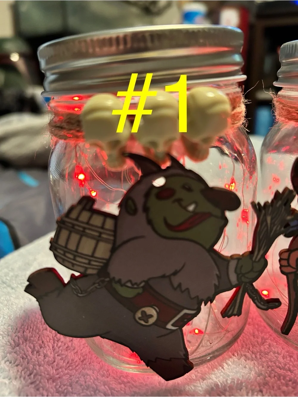 XMAS KRAMPUS FAIRY-LIGHT DECOR JARS/16OZ/7 FEET OF RED LIGHTS/HANDMADE/PICK ONE!